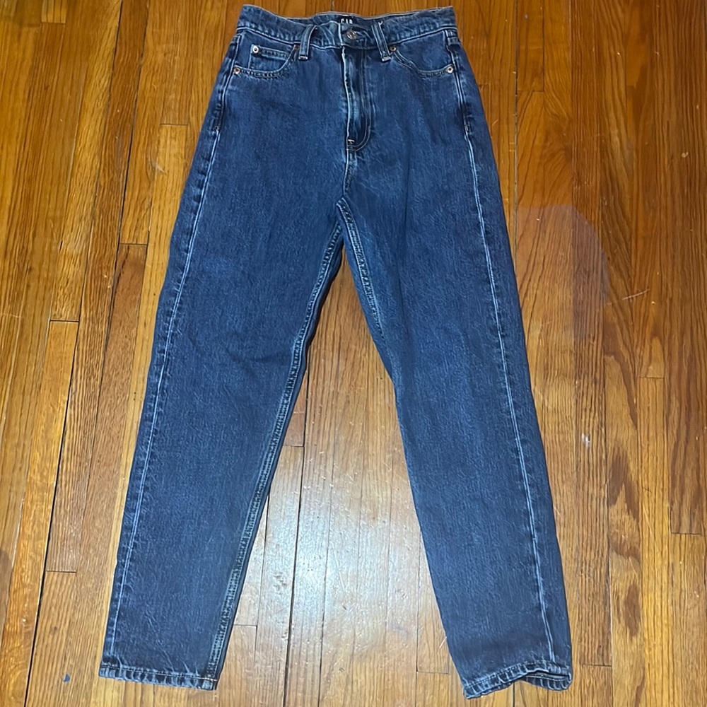 GAP mom jean size 25. Dark denim wash. Never worn.